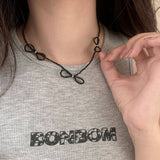 NEW STYLE BEADED BOW SIMPLE CLAVICLE NECKLACE_CWAJE3074