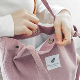 Cwab3911_Corduroy Snap-Button Large-Capacity Shoulder Bag