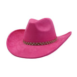 Western Ethnic Soft Suede Cowboy Fedora Hat_Cwah04400
