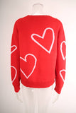 Valentines Day Color Contrast Heart Pullover Sweater