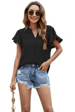 V Neck Fly Sleeve Short Sleeve Chiffon Top_Cwtsts0214