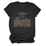 CAT AND SPACESHIP GRAPHIC TEE FOR WOMEN_CWTTS1514