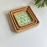 RATTAN COLORFUL SHELL FRUIT TRAY THREE PIECE SET_CWMM4407
