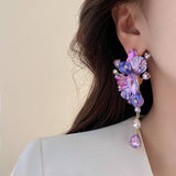 FLOWER TASSEL EXAGGERATED PERSONALITY EARRINGS_CWAJE2342