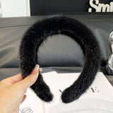 SOLID COLOR MINK HAIR HEADBAND CUTE PLUSH HEADBAND_CWAHA3304