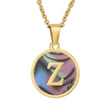 CIRCULAR SHELL ENGLISH LETTER PENDANT NECKLACE_CWAJE0675