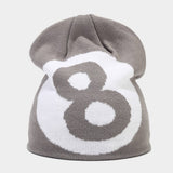 SIMPLE BLACK SIZE 8 JACQUARD KNITTED HAT_CWAH1598