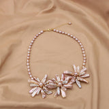 NATURAL PEARL PINK PURPLE FLOWER NECKLACE_CWAJE3828