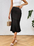 Solid Color Multi-Layer Knitted Fishtail Skirt