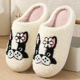 Winter Cute Cartoon Flower Dog Cotton Slippers_Cwmm3066