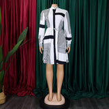 PRINTED PLEATED FASHION TIE CASUAL PLUS SIZE DRESS_CWDSD6160