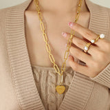 Valentines Day Heart-Shaped Gold-Plated Necklace