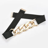 SILVER GOLD CHAIN BLACK STRETCH BELT_CWABE0191