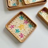 RATTAN COLORFUL SHELL CREATIVE HANDMADE FRUIT PLATE_CWMM4402