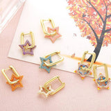 COLORFUL OIL DROP STAR SHAPED EARRINGS_CWAJE1011