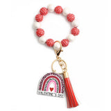 HEART WOODEN BEAD BRACELET KEYCHAIN PENDANT_CWMM6862