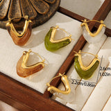 Triangle Geometric Stainless Steel 18Kgold Earrings_Cwmm3601