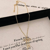 Womens Micro-Inlaid Zirconia Bow Necklace