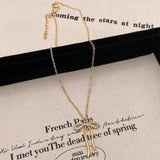 Womens Micro-Inlaid Zirconia Bow Necklace