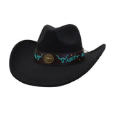 Western Ethnic Felt Cowboy Fedora Hat_Cwah04449