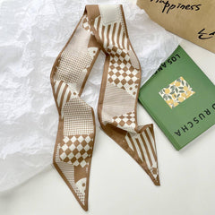 NEUTRAL LONG TWILLY SCARF HAIR TIE NECK RIBBON_CWASC0715