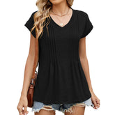 Solid Color V-Neck With Short-Sleeved T-Shirt