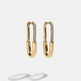 Vintage Zircon Square Round Long Gold Earrings