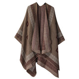 DOUBLE SIDED PLAID FAUX CASHMERE SHAWL CAPE_CWASC2137
