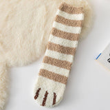 Women Padded Coral Fleece Cat Claw Socks_Cwms0331