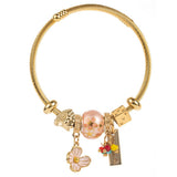Trendy Beaded Steel Bracelet With Flower Charm_Cwmm8488