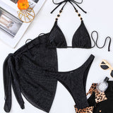 SEXY SPARKLING 3 PIECE BACKLESS BIKINI BEACH SET_CWMW0689