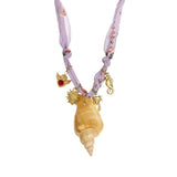 OCEAN STYLE SILK SCARF NECKLACE WITH STAR SHELL_CWMM8809