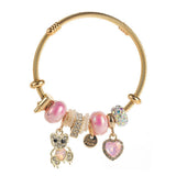 Trendy Stainless Steel Bracelet With Bear Heart_Cwmm8596