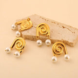 18K STAINLESS STEEL PEARL CONCH STUD EARRINGS_CWMM8916