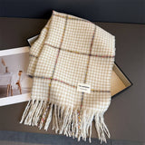 Houndstooth Pattern Winter Warm Cashmere Scarf_Cwasc03266