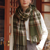 PLAID WINTER SCARF FOR WOMEN WITH TASSELS WARM_CWASC0186