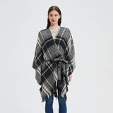 BLACK AND WHITE LINE CARDIGAN SHAWL CLOAK_CWASC0264