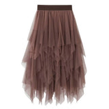 ASYMMETRICAL TULLE HIGH WAIST MIDI SKIRT_CWBMS0398