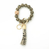 LEOPARD PRINT SILICONE BEAD BRACELET KEYCHAIN_CWMM6874
