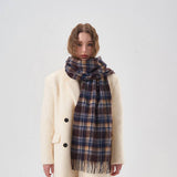 NORDIC PLAID WOOL SCARF WARM WINTER COUPLE WRAP_CWASC2357