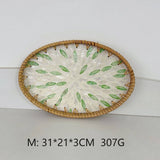 RATTAN OVAL FRUIT TEA SHELL TRAY STORAGE BASKET_CWMM4503