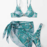MARBLE PRINT BIKINI SET SEXY 3 PIECE SWIMSUIT_CWMW0158