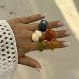 FASHION IRREGULAR DOUBLE WATER DROP PLASTIC RING_CWMM3233