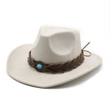 ETHNIC STYLE FAUX SUEDE WESTERN COWBOY FELT HAT_CWAH0829