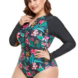 BEACH SURF PLUS SIZE ZIP UP ONE PIECE SWIMSUIT_CWMW0298