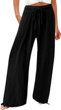 Solid-Colored Cotton Linen Loose Wide-Leg Pants