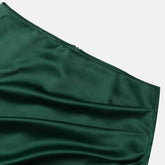 HIGH WAIST SATIN PLEATED SLIT MAXI SKIRT_CWBSS0420