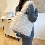 Winter Large Capacity Tassel Plush Shoulder Bag_Cwab3980