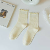 SOLID COLOR RUFFLED ALL MATCH SOCKS_CWMS0901