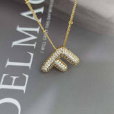 COPPER ZIRCONIA 26 LETTERS PENDANT NECKLACE_CWMM5869